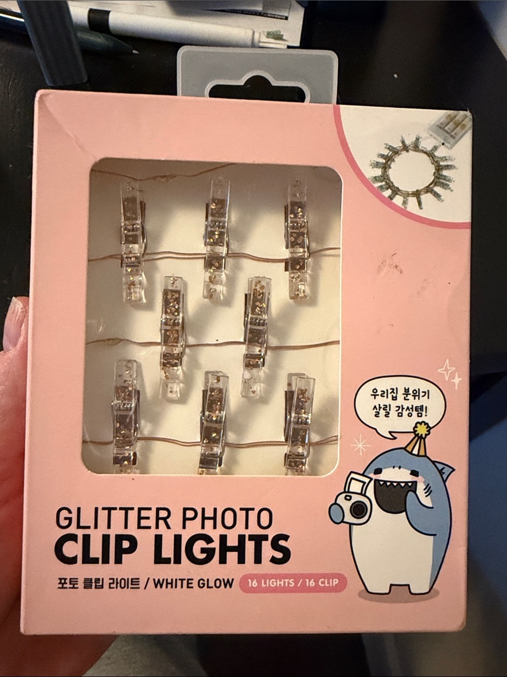 Glitter Photo Clip Lights - White Glow